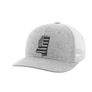 Mississippi United Hats Hat Greater Half Heather Grey/White Black Leatherette Mississippi